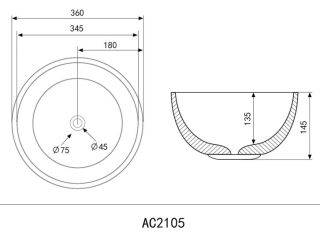 Раковина ABBER Bequem 36см белый AC2105
